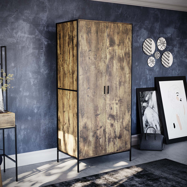 Metal deals wood wardrobe